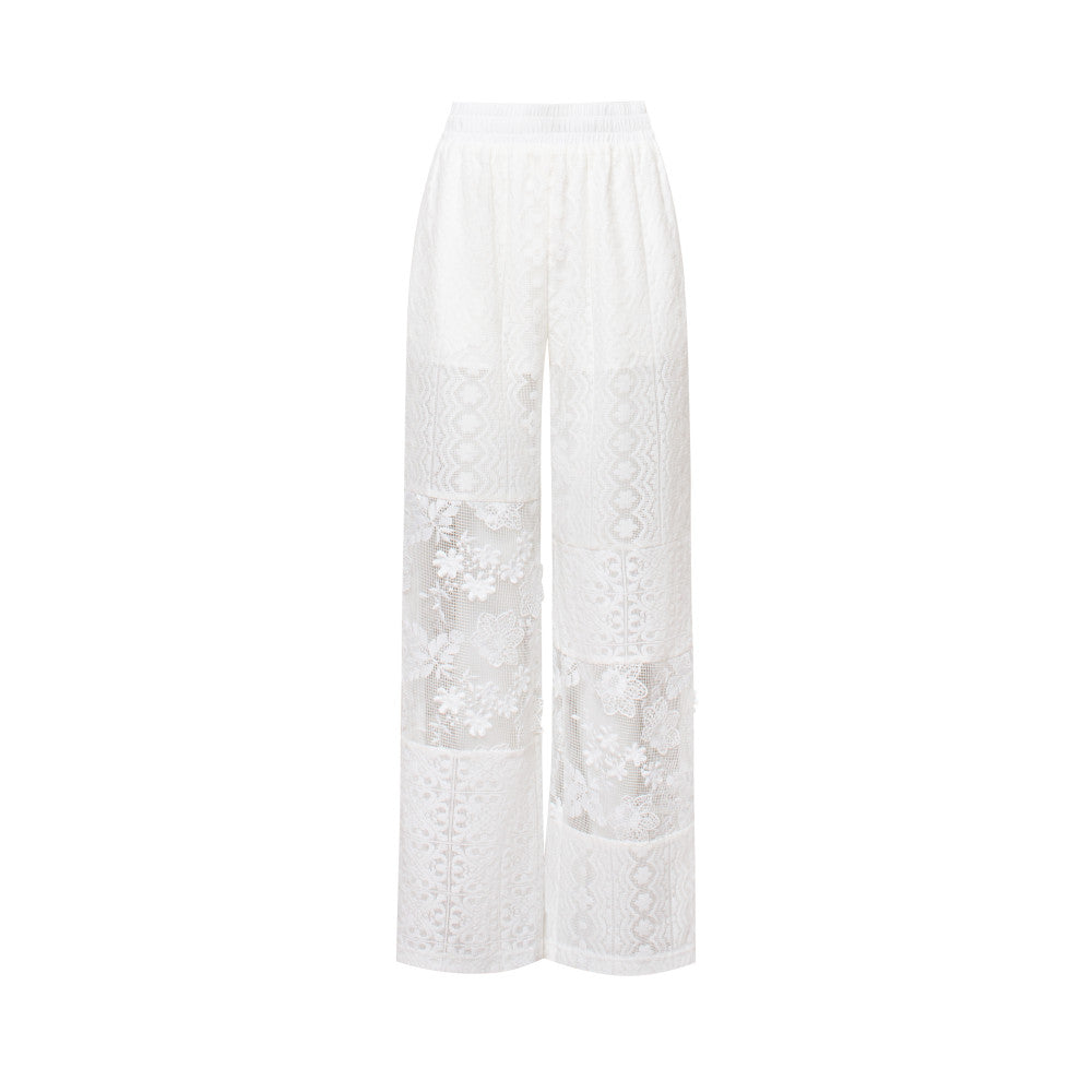 TOP home hazy beauty French romantic retro irregular micro carved hollow lace splicing trousers bag women image 4