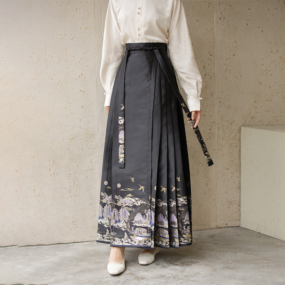 Chuchan New Chinese Style 2025 Autumn New Stand Collar Front Opening National Style Temperament Hanfu Top Horse Face Skirt Two piece Set image 15