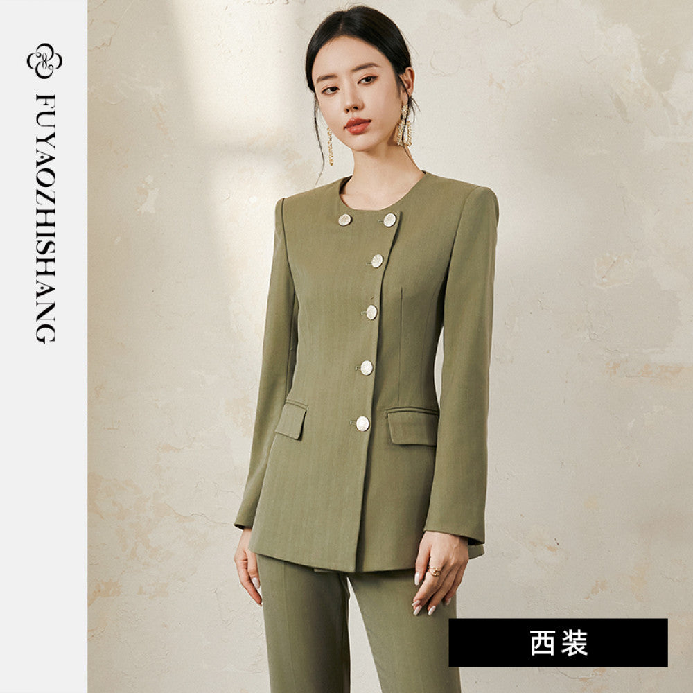 Customized runway haute couture light commuting wool suit set for women s micro flared pants no returns or exchanges supported image 11