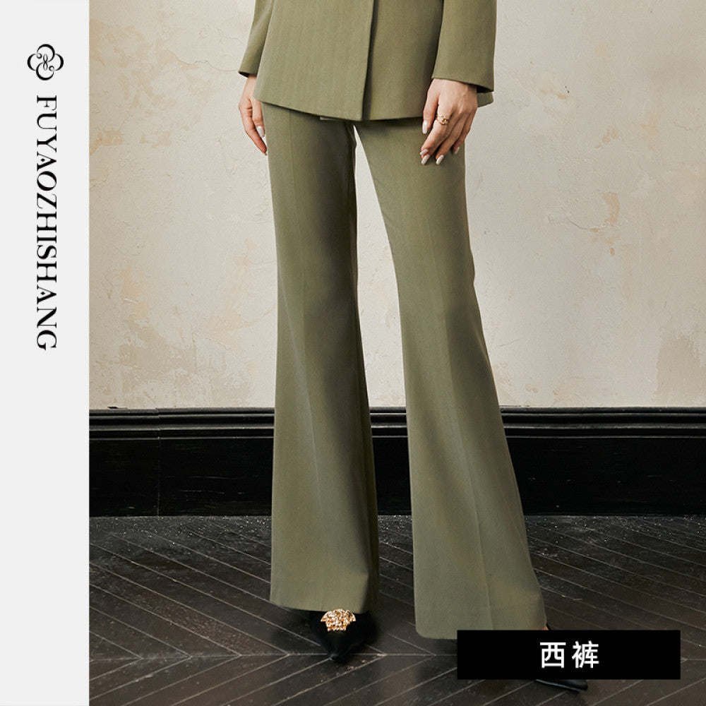 Customized runway haute couture light commuting wool suit set for women s micro flared pants no returns or exchanges supported image 20