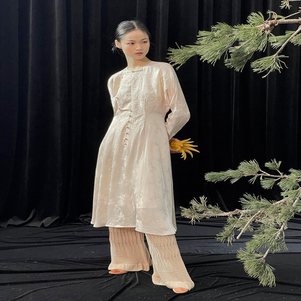 Pink embroidery new Chinese style improved retro dress with spring and summer design sense Dress sold out and not restocked image 2