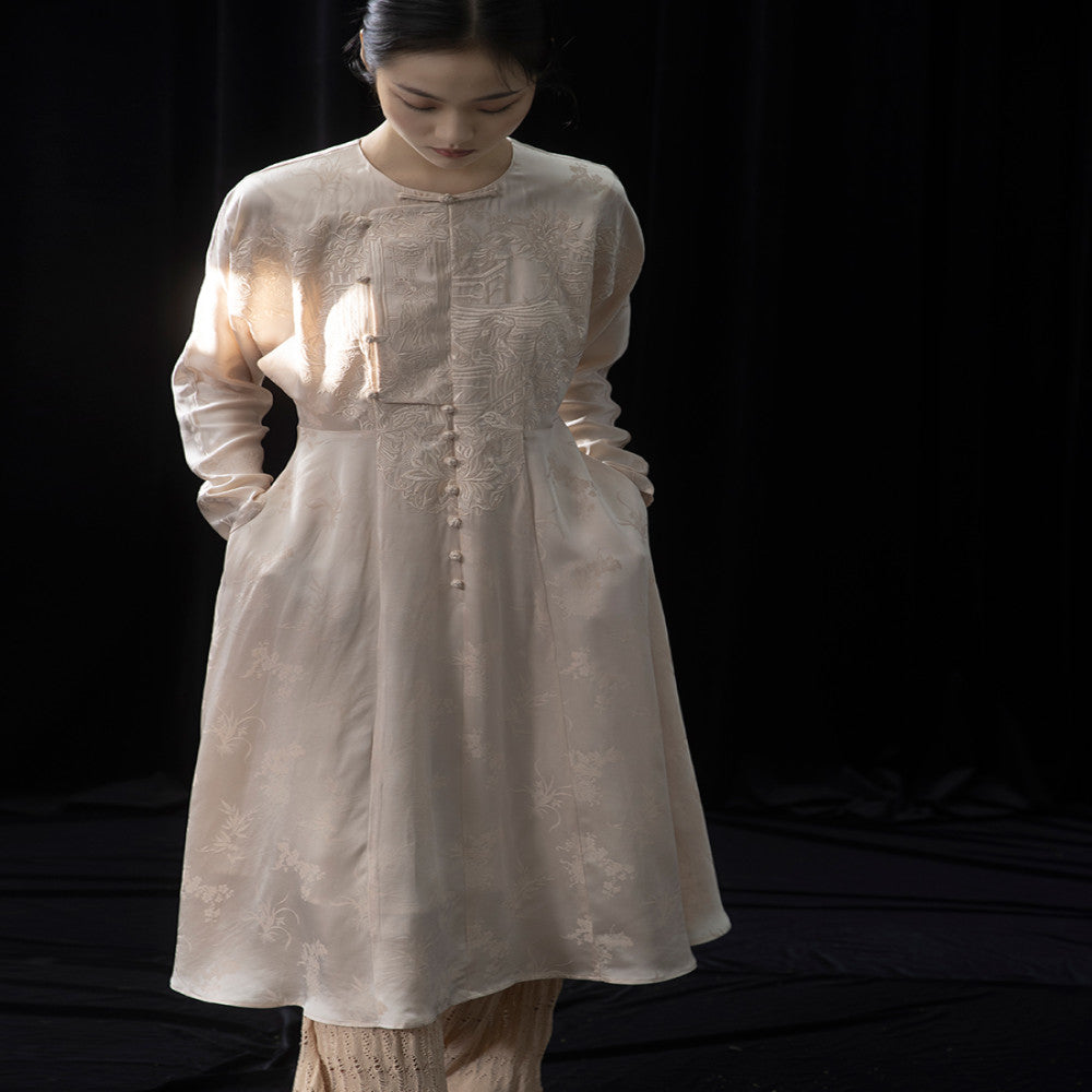 Pink embroidery new Chinese style improved retro dress with spring and summer design sense Dress sold out and not restocked image 3