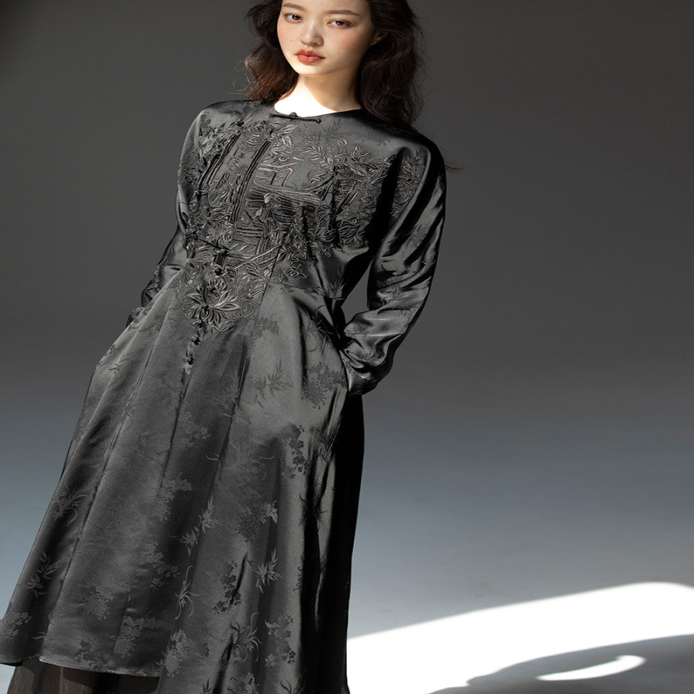 Pink embroidery new Chinese style improved retro dress with spring and summer design sense Dress sold out and not restocked image 14