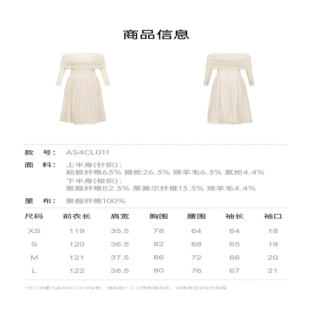 AEL original design niche one shoulder dress 2025 autumn Hepburn style temperament pleated French long skirt image 17