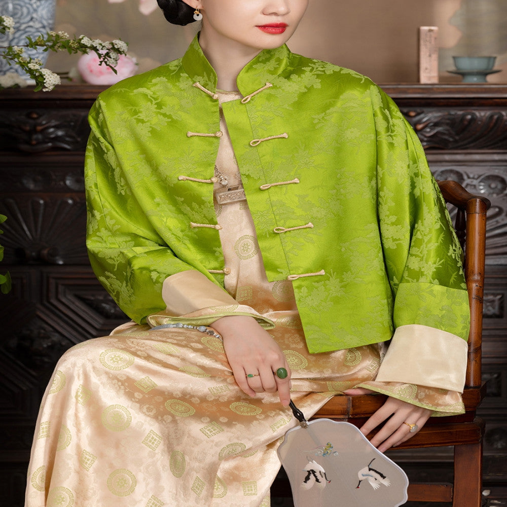 Good reputation PCY1474 Guanle crepe Chinese retro blouse spring and autumn coat winter cotton padded jacket top Tang suit image 3