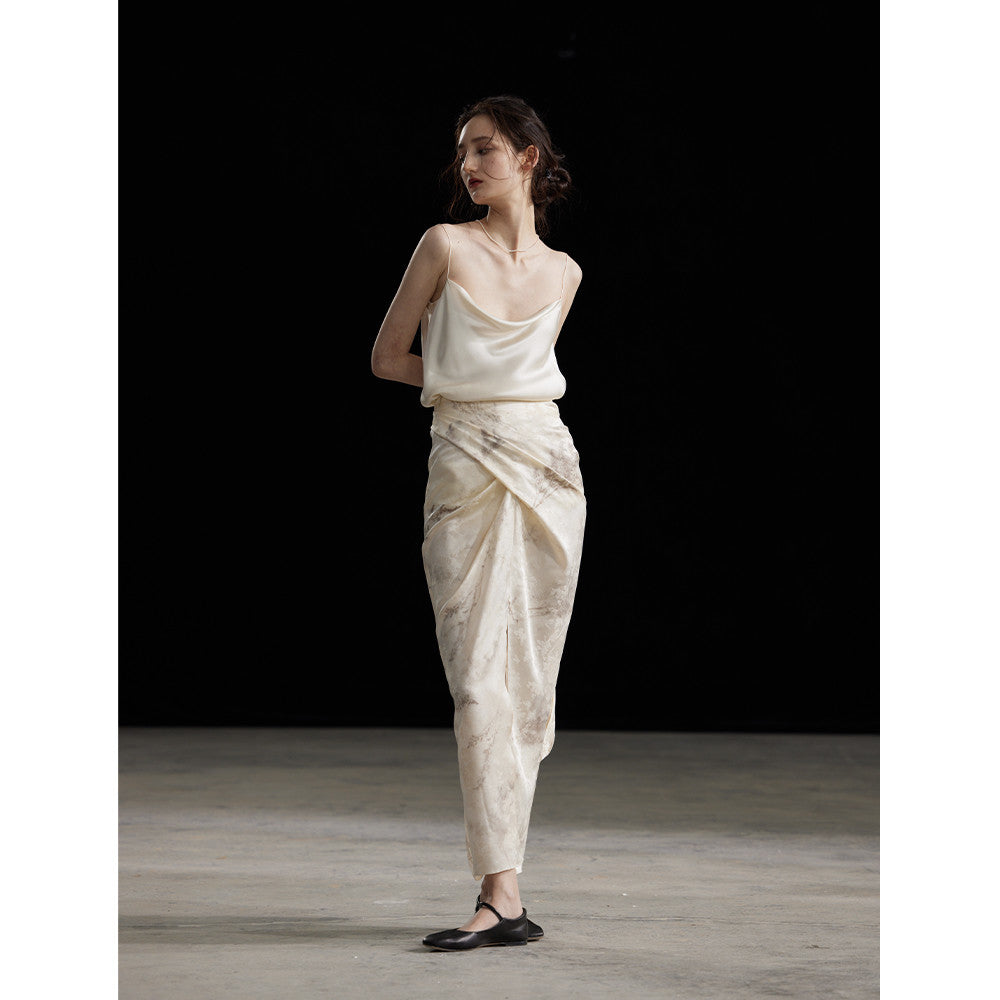 ASAYA-3710 Luxurious Silk-Wool Blend Wrap Skirt✨