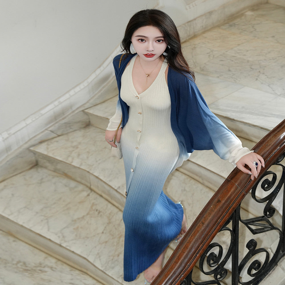 ReVe Haute Couture Yuanshan Edai Heavy duty knit halter neck dress with cocoon shaped bat sleeves and wool knitted suit image 15