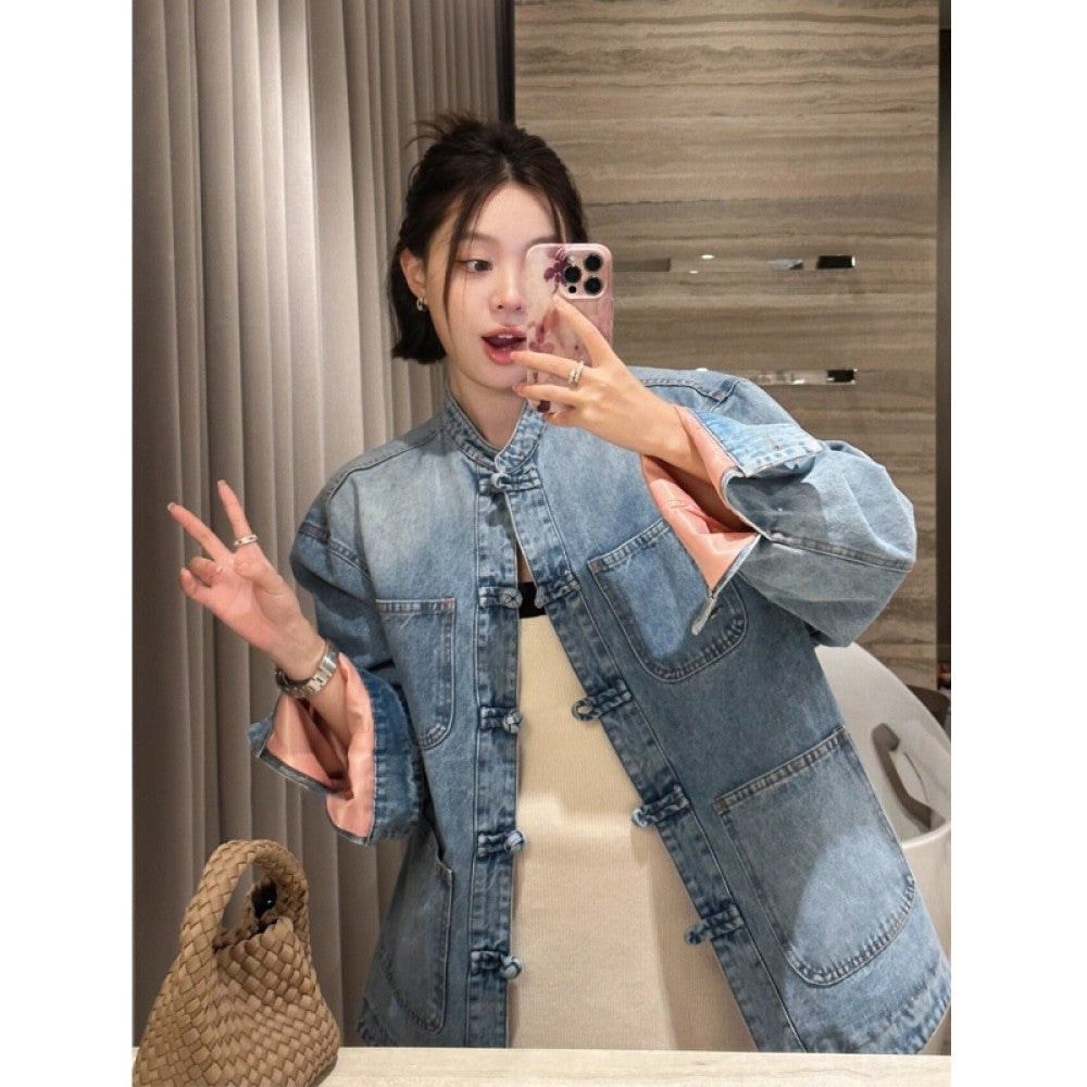 ASAYA3702 Chinese style denim jacket for women in early autumn