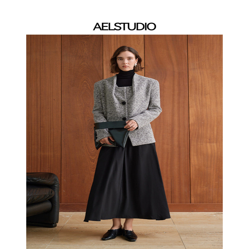 AEL original Gray style wool suit jacket for women in autumn 2025 new vintage style suit image 4