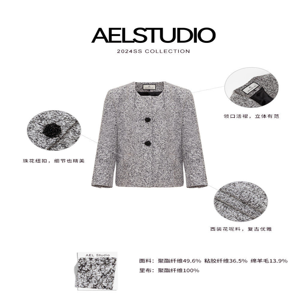 AEL original Gray style wool suit jacket for women in autumn 2025 new vintage style suit image 5
