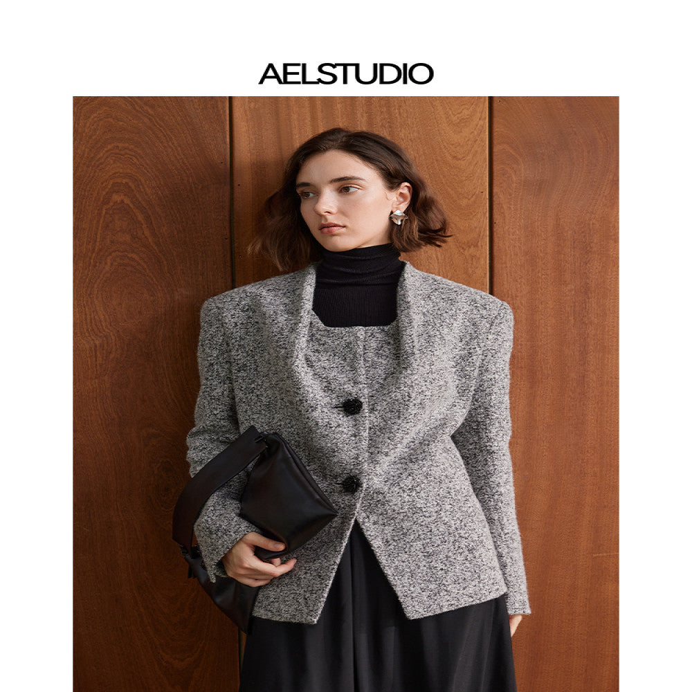 AEL original Gray style wool suit jacket for women in autumn 2025 new vintage style suit image 14