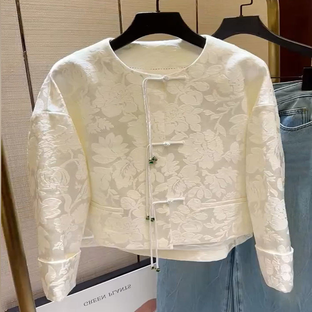 New Chinese style national style elements jacquard button design top 2025 early spring new high end temperament jacket for women image 1