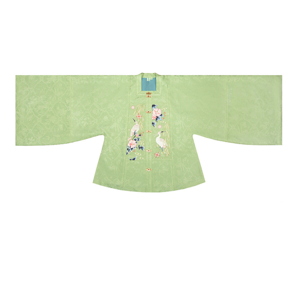 Shanggong Language Egret from Yizhou Ming Dynasty Hanfu Imitation Makeup Flower Embroidery Square Collar Double Collar Complementary Clothing Cross Collar Coat Horse Face Skirt Spring and Autumn image 24