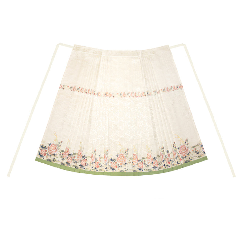 Shanggong Language Egret from Yizhou Ming Dynasty Hanfu Imitation Makeup Flower Embroidery Square Collar Double Collar Complementary Clothing Cross Collar Coat Horse Face Skirt Spring and Autumn image 40
