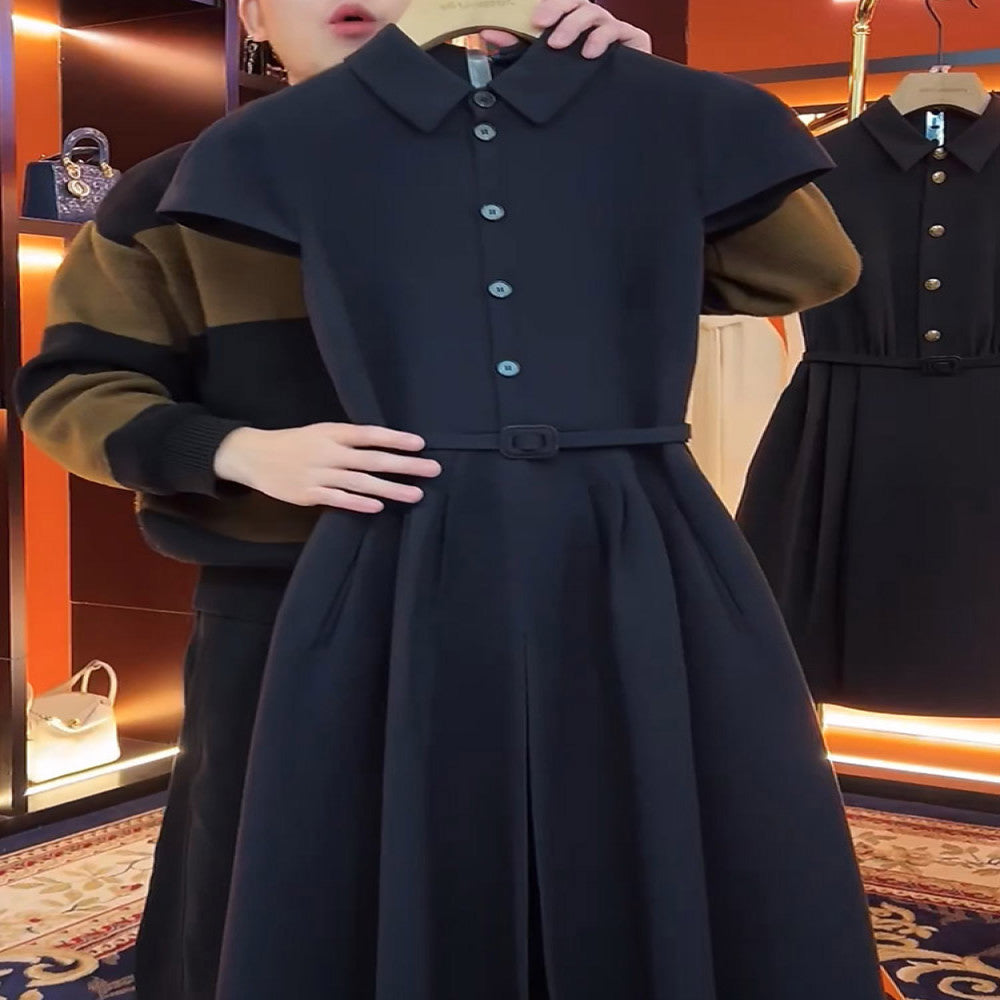 Spot high end and unique temperament slimming Hepburn style dress for women 2025 autumn new versatile long dress image 1