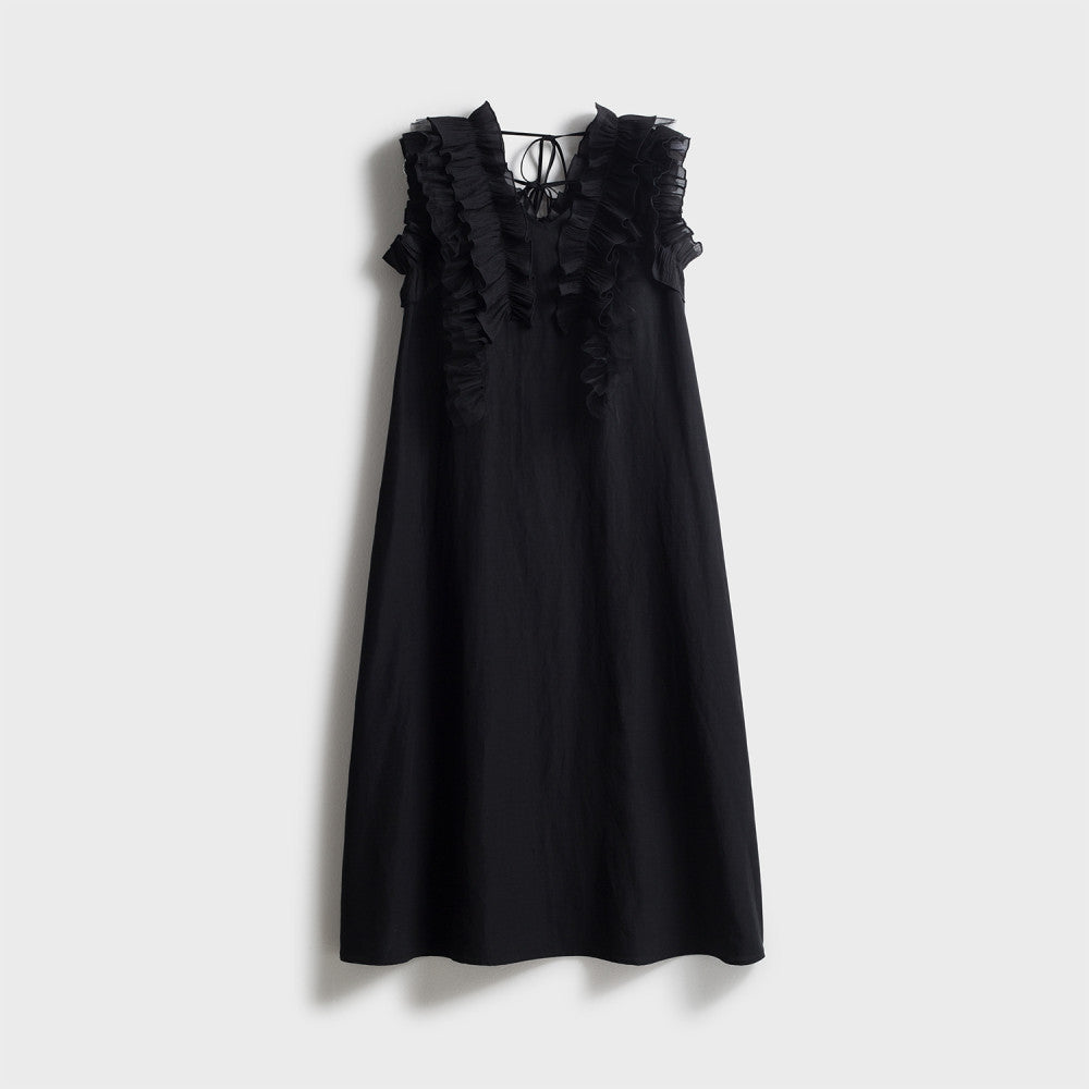 Jiaqi Customized High end Retro Sweet Older Girl Linen Ruffle Loose Fashionable and Comfortable Dress image 13