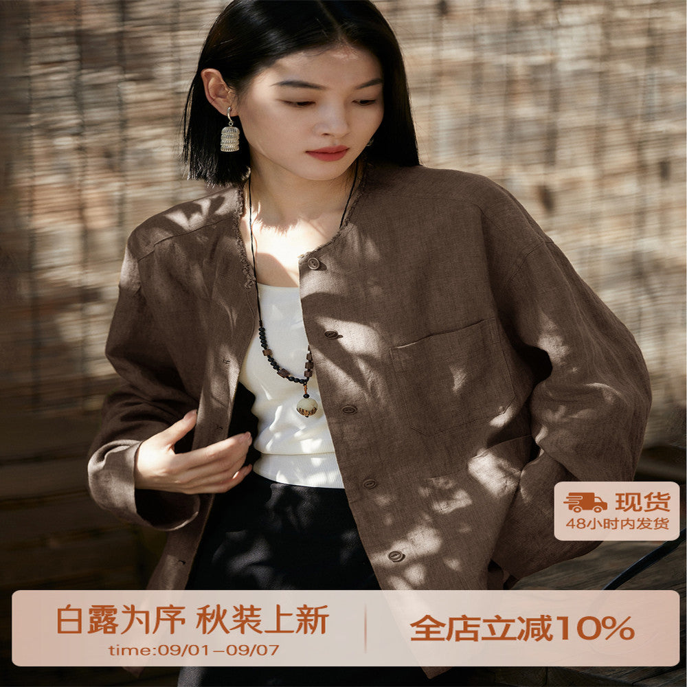 Ban Niang Private Service Fan Fan s own early autumn first YI new product linen loose feeling old money style image 0