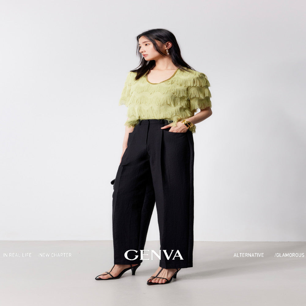 MR 99 Flowing Light Washing Yarn Luxurious and Dynamic Water Wave Pattern Scissors Abundant tassels Eye catching Chain Dress T shirt image 33