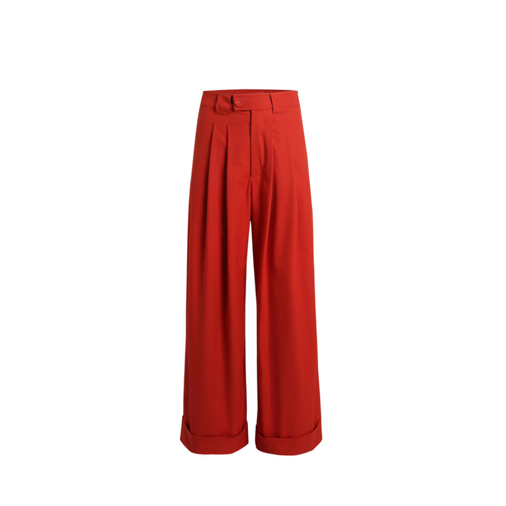 CHARMMY YE 24S S High Waist Persimmon Red Wide Leg Pants Show Height and Legs Longer than Umbilical Pants image 7