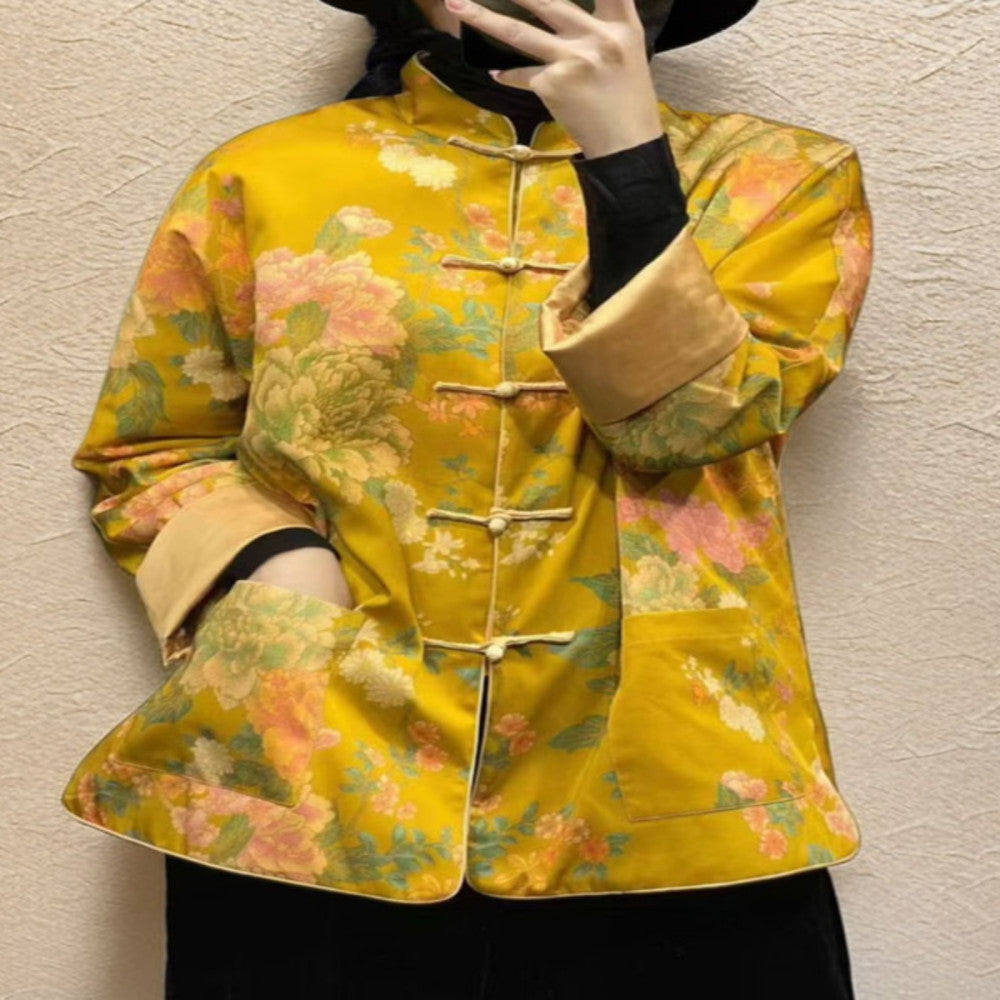 New Chinese style women s clothing for autumn and winter 2025 improved cheongsam daily retro cotton clothing embroidered Tang style outerwear image 1