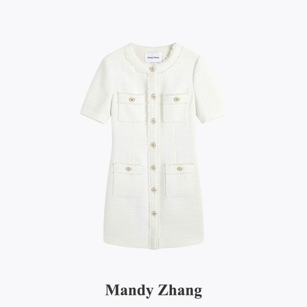 MandyZhang Pink Qianjin Style Small Fragrant Style Qianjin Dress Women s Summer French Short Skirt Engagement Dress image 32