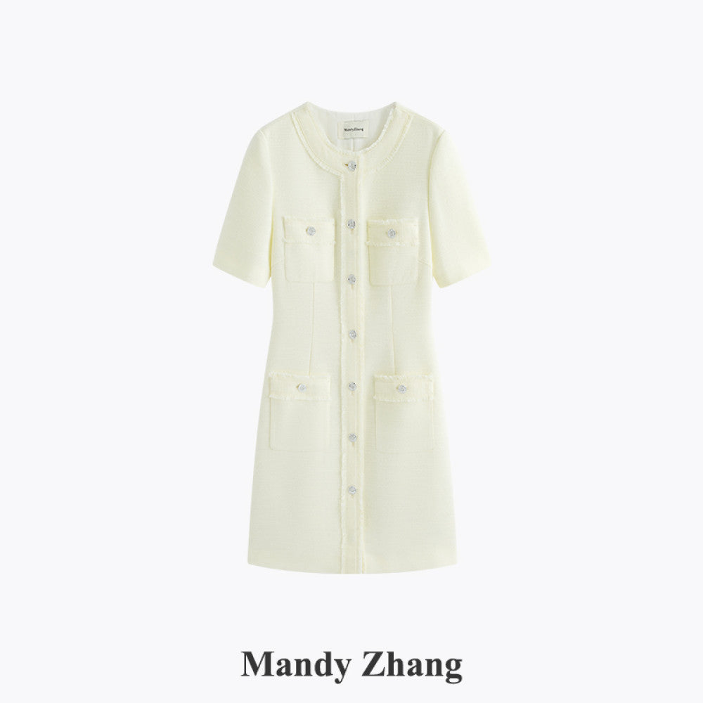 MandyZhang Pink Qianjin Style Small Fragrant Style Qianjin Dress Women s Summer French Short Skirt Engagement Dress image 6