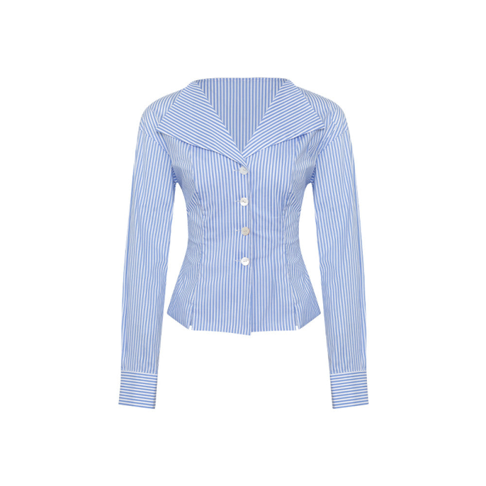 ASAYA3586 Custom design lapel waist V-neck shirt