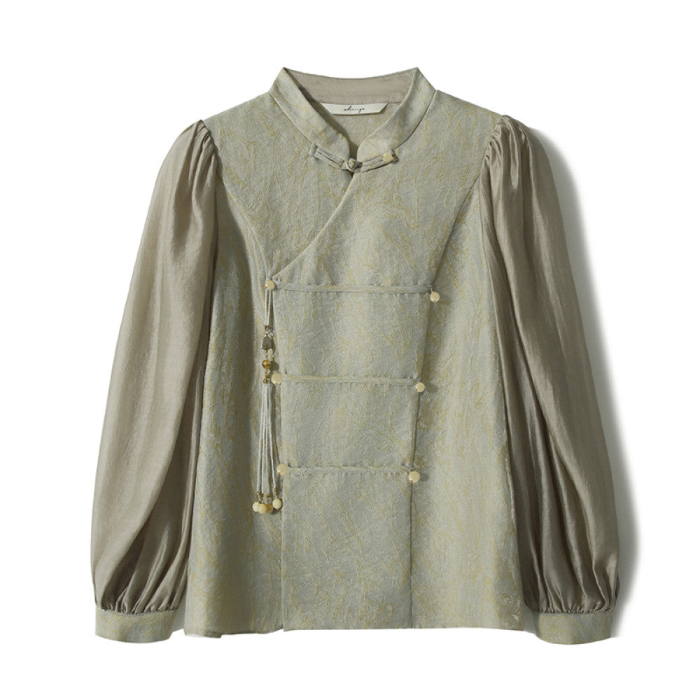 Yutang Rich and Noble Gilded Peony Haitang Pattern Silk Flower Silk New Chinese Old Money Style Short Coat image 16