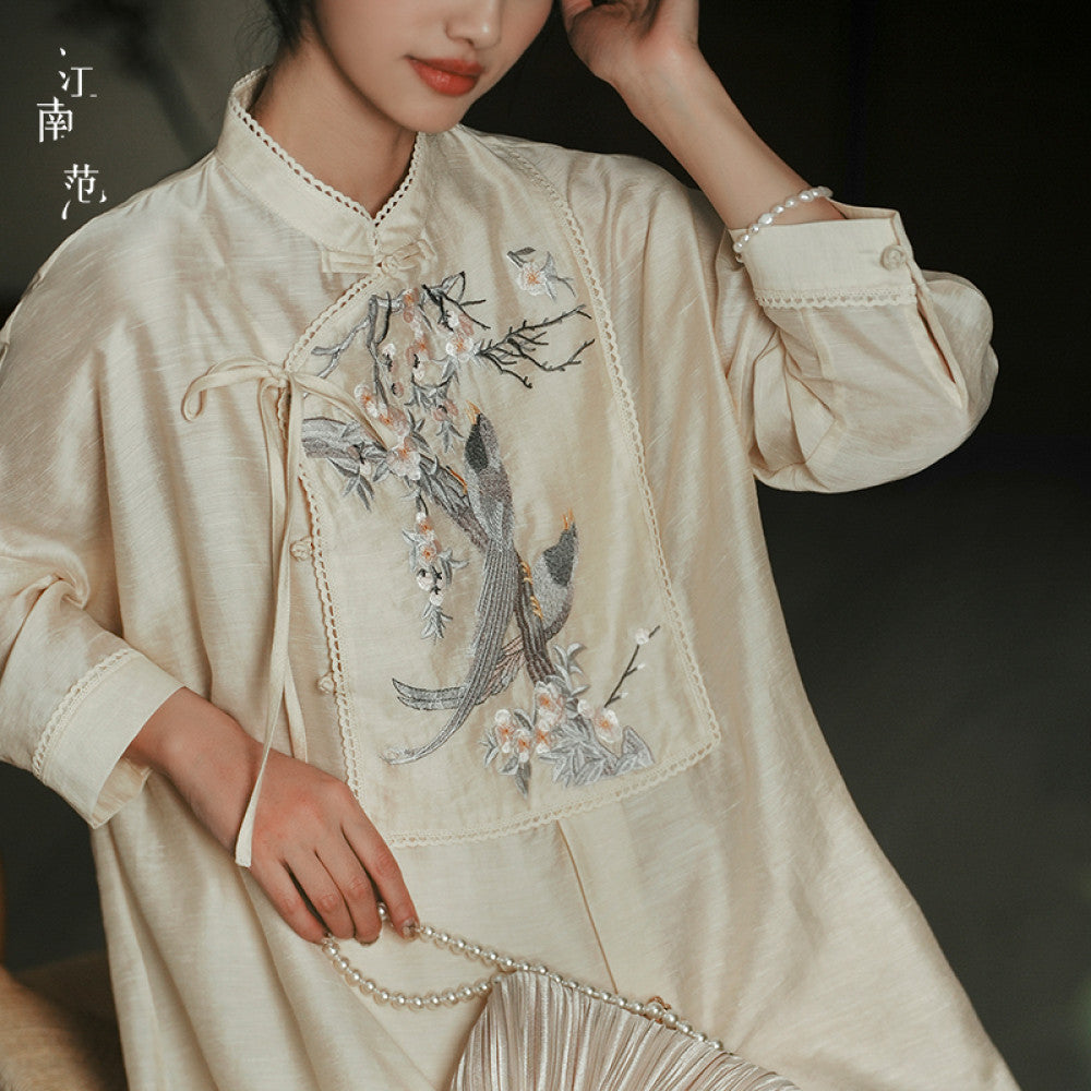 Jiangnan style new and improved version of cheongsam young style two piece set loose fit a swing 2024 summer slightly overweight covering the belly and showing off thinness image 11