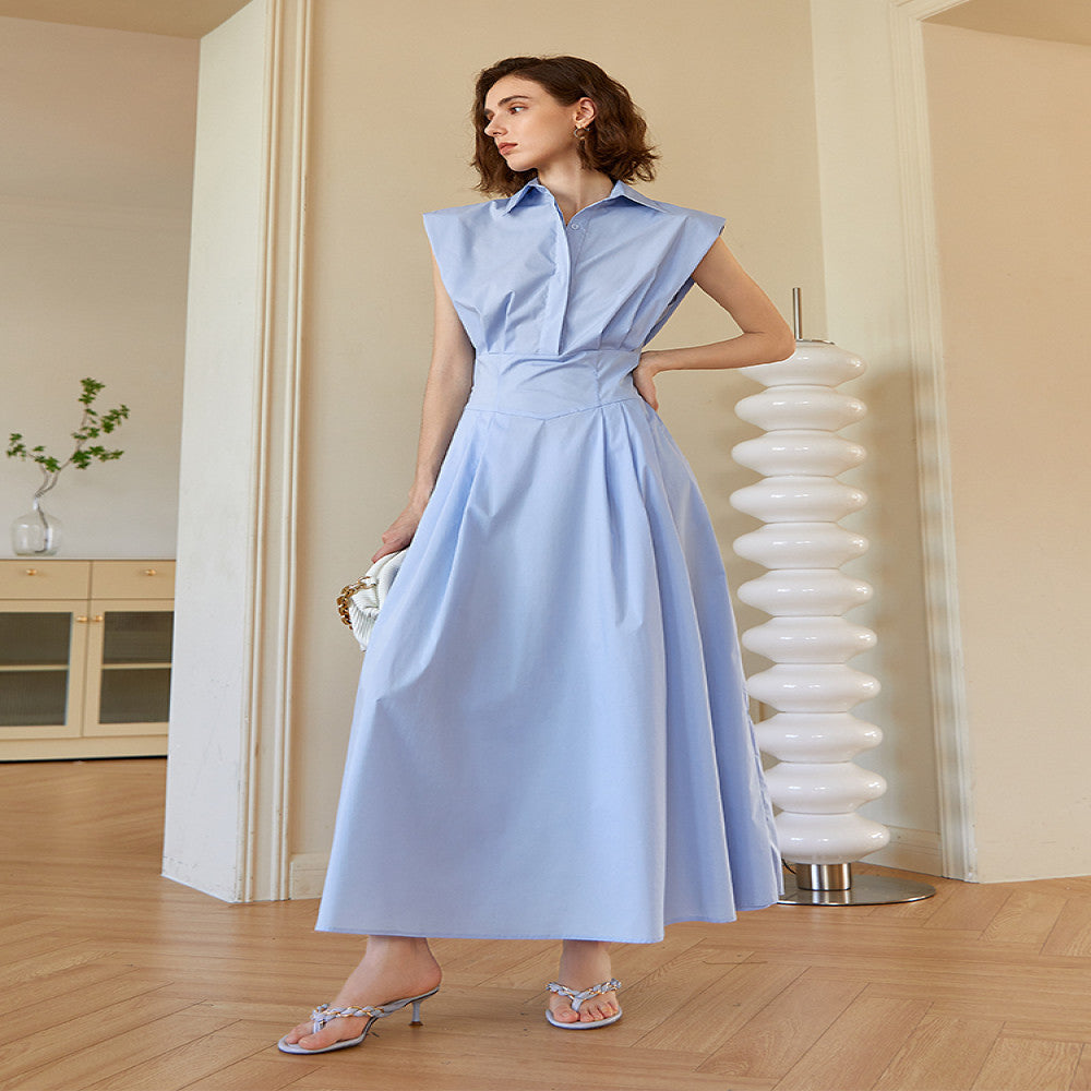 Classic Wardrobe AEL Original Sleeveless Shirt Dress 2025 Summer New Style Collection Waist Lining Dress image 35