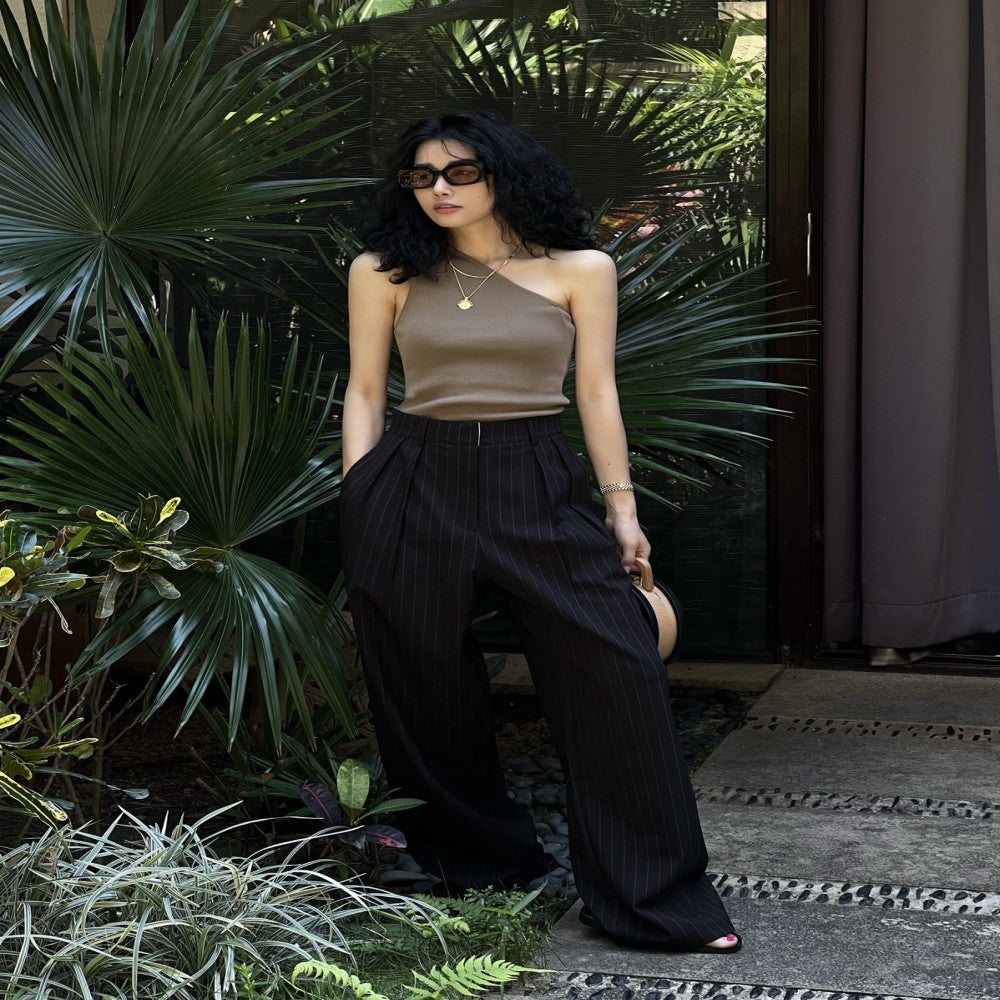 2025 Spring and Autumn New Commuter Simple Loose Wide Leg Pants Vertical Striped Western Pants Women s Cold Style Casual Floor Pants image 8