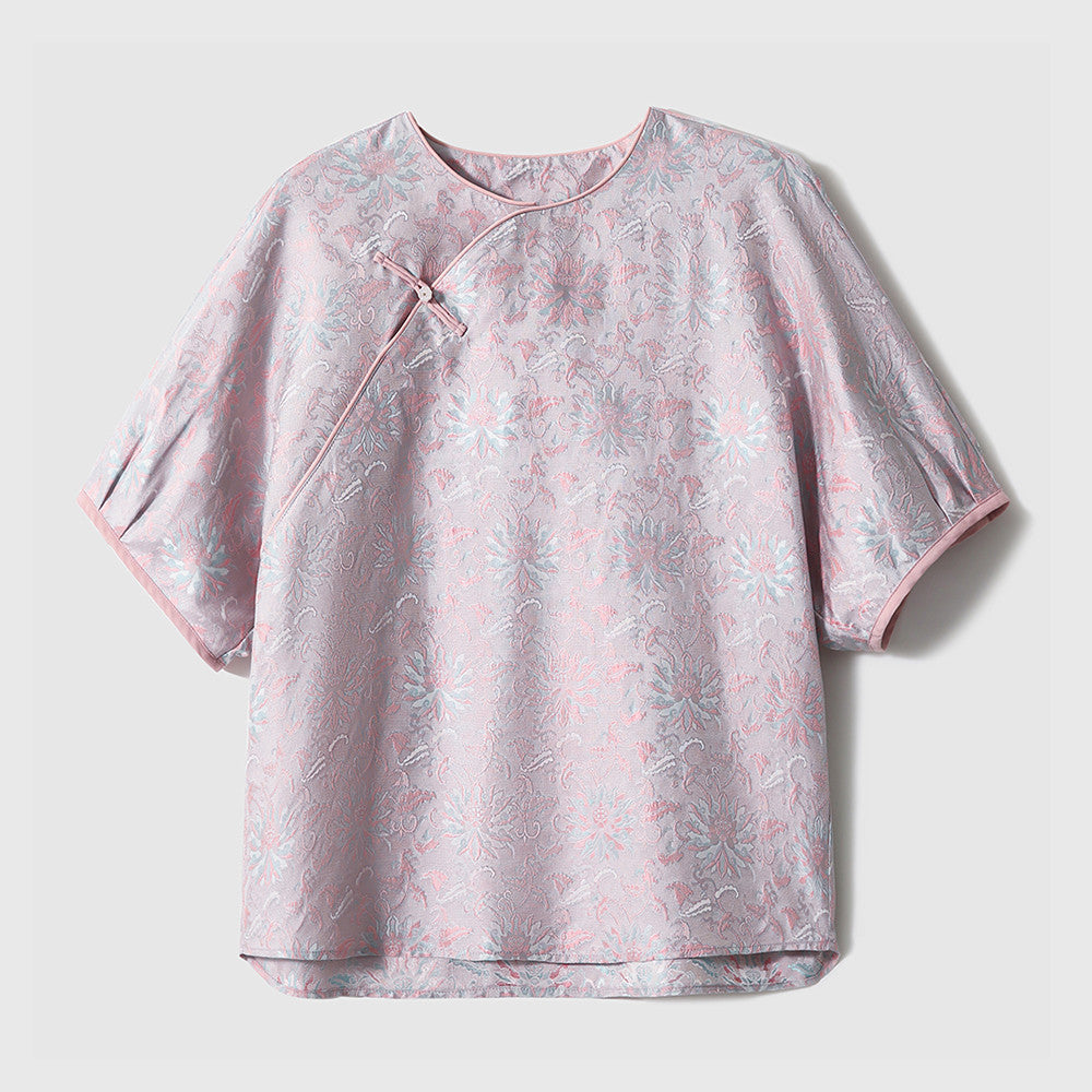 Summer cool transparent non permeable flesh Bubu Shenglian Lotus different color radish 100 pure mulberry silk new Chinese style image 37