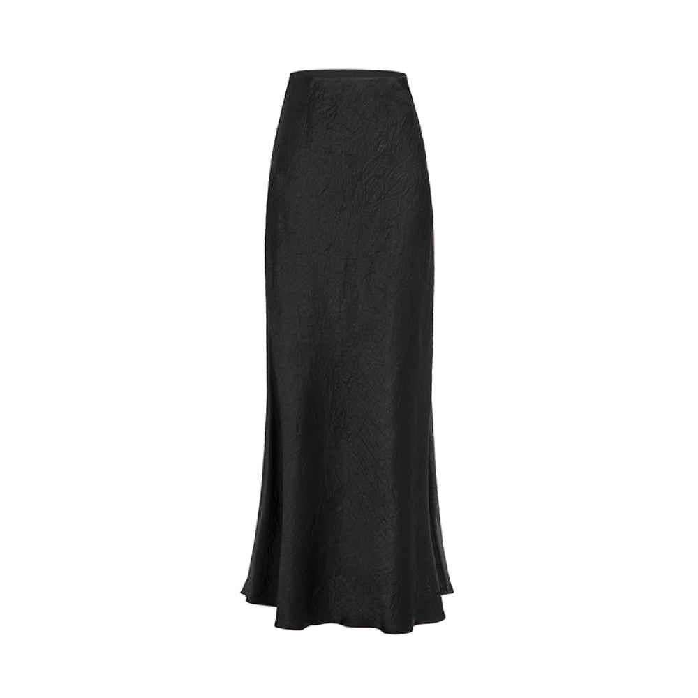 SUK protagonist halo Acetate satin midi skirt for women in summer 2025 new high waist slimming and hip hugging long skirt image 19
