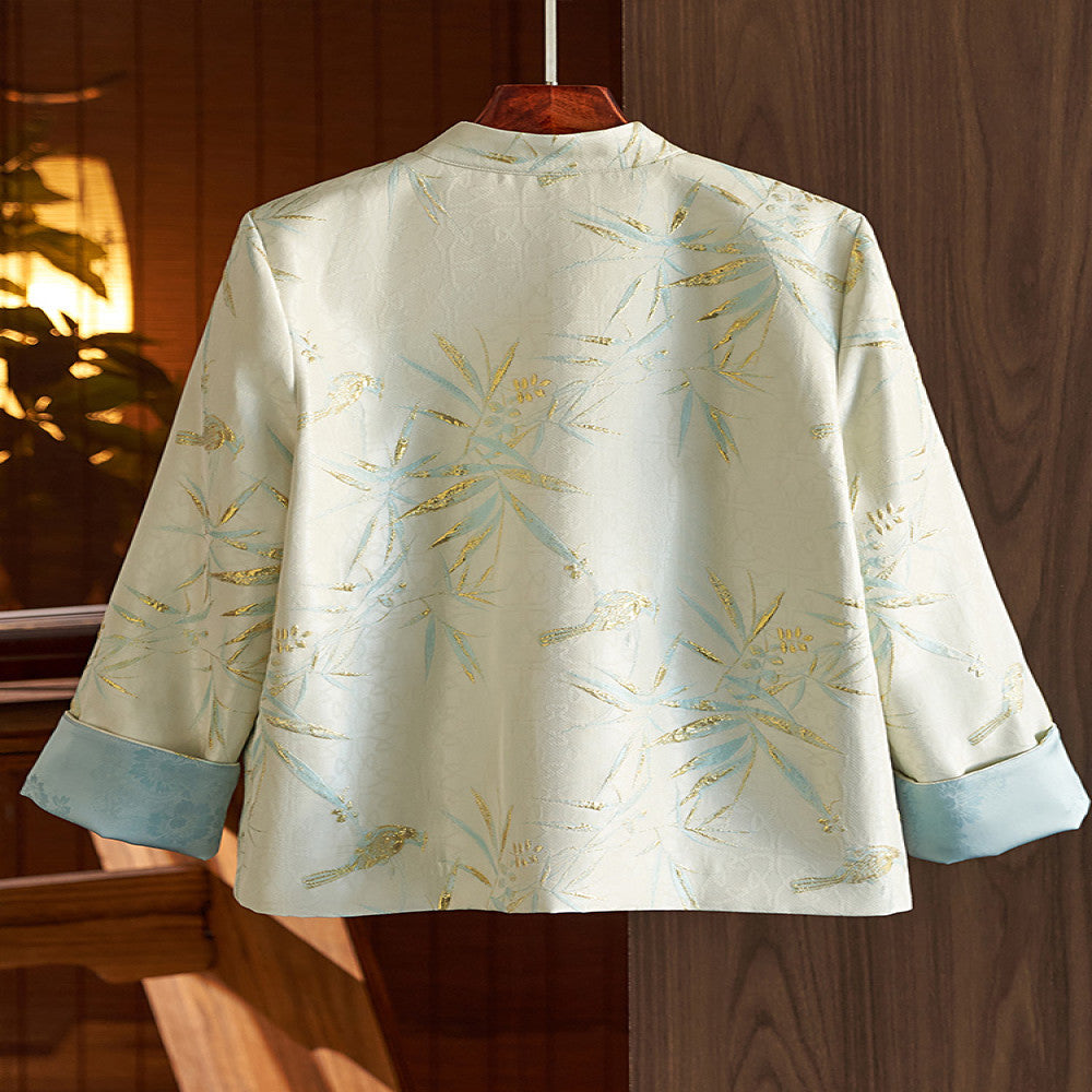 Chinese style buttoned short coat jacket new Chinese jacquard Tang suit blouse female 2023 spring and autumn new style temperament high end image 4