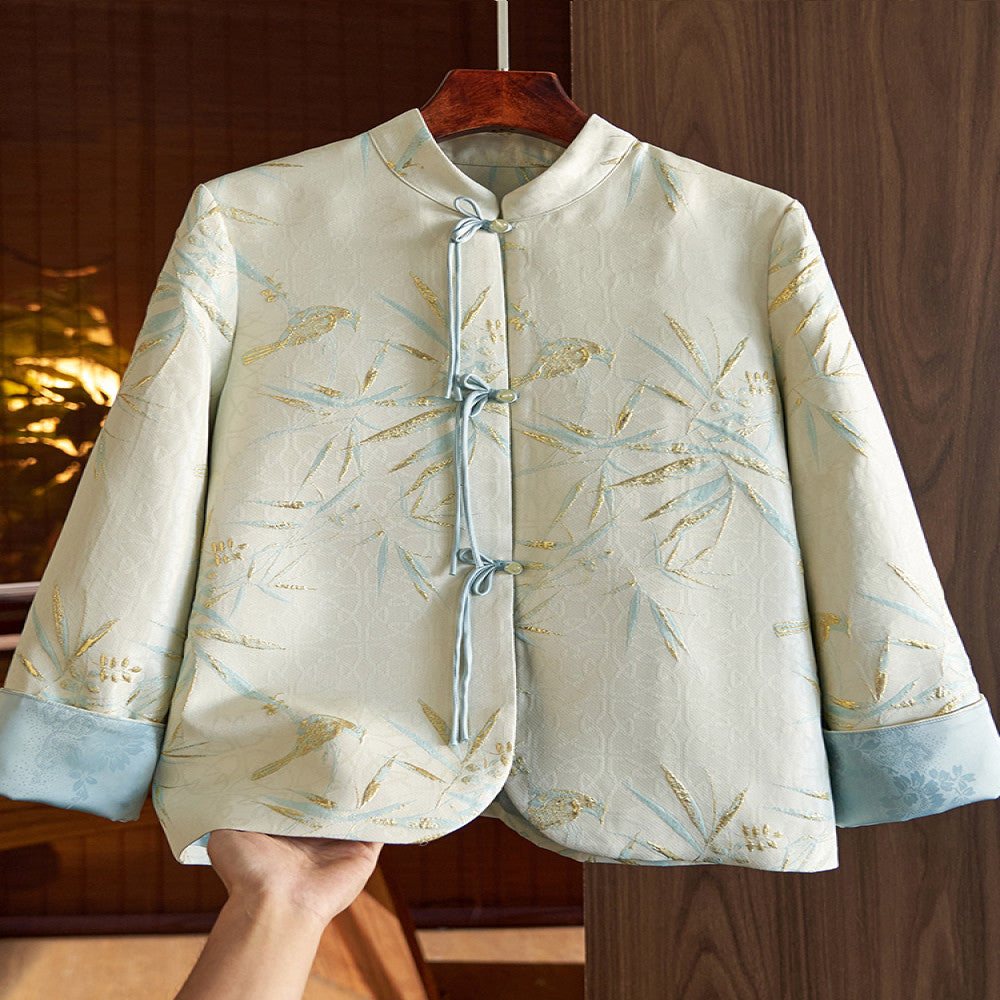 Chinese style buttoned short coat jacket new Chinese jacquard Tang suit blouse female 2023 spring and autumn new style temperament high end image 0