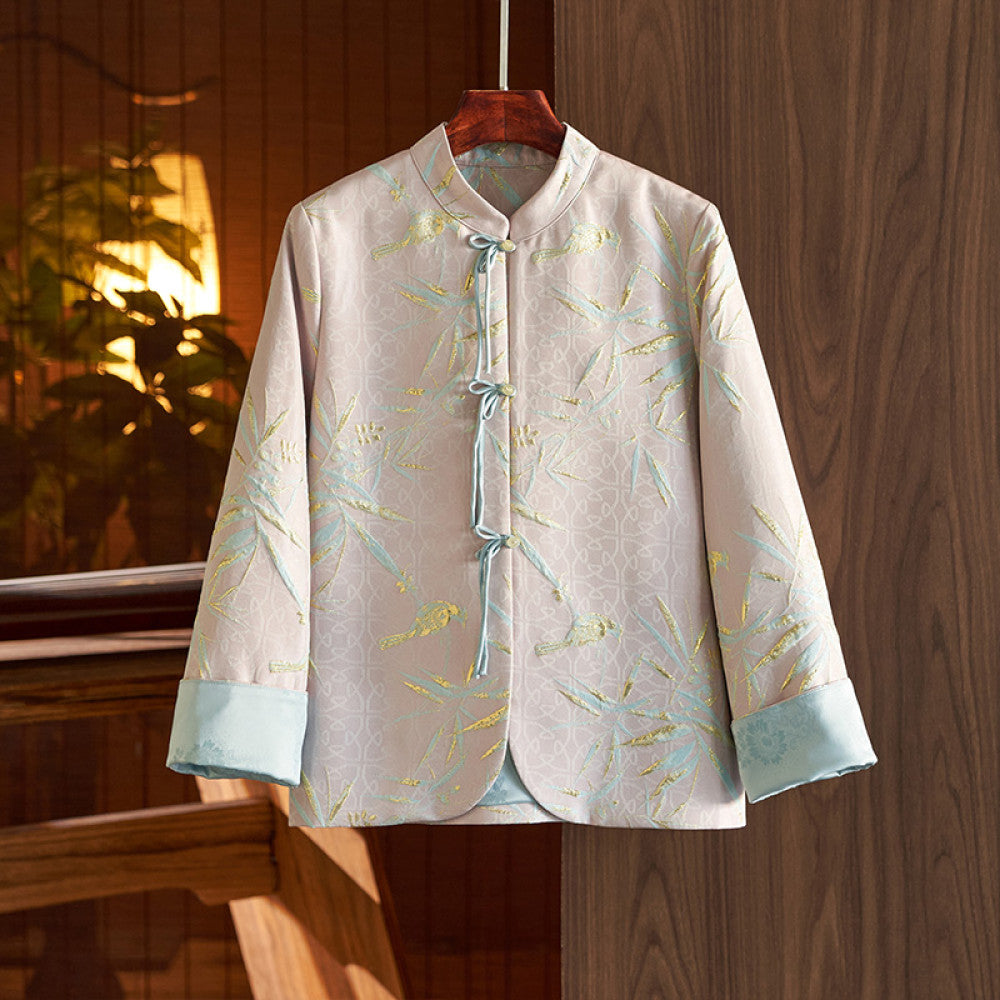 Chinese style buttoned short coat jacket new Chinese jacquard Tang suit blouse female 2023 spring and autumn new style temperament high end image 21