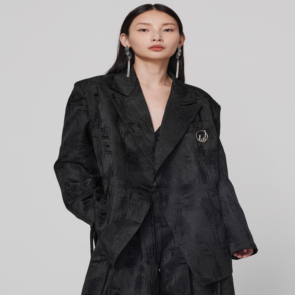 Autumn black new Chinese style suit jacket for women with a sense of luxury loose and dark style silhouette suit with a cinched waist design image 8