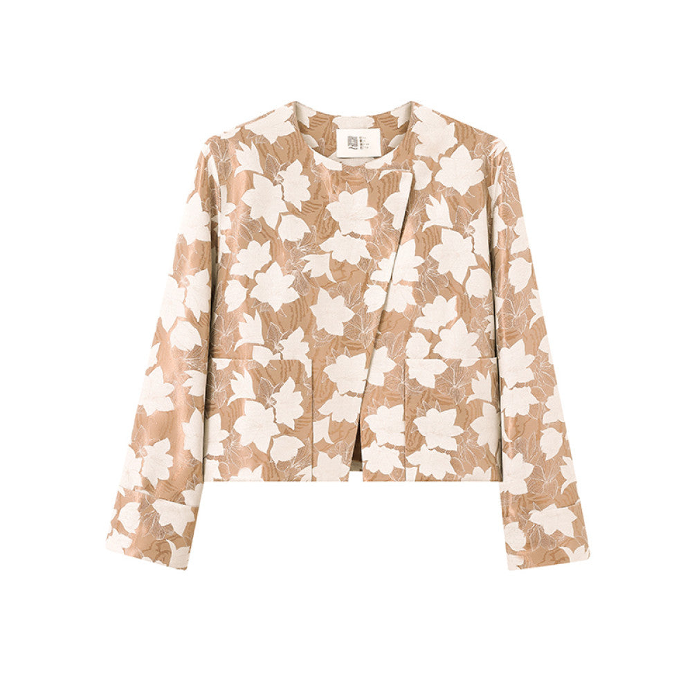 Ruyi Lianyun Spring and Autumn New Round Neck Slant Hemp Jacquard Short Coat Women s Chinese Style Retro New Chinese Style Falling Shoulder Sleeve Top image 15