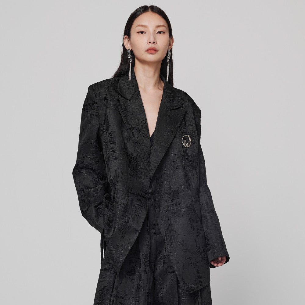 Autumn black new Chinese style suit jacket for women with a sense of luxury loose and dark style silhouette suit with a cinched waist design image 13