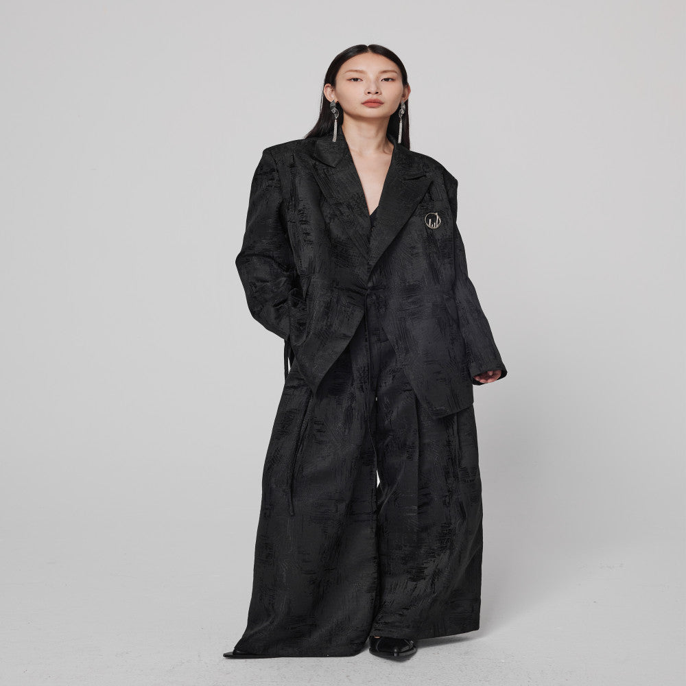 Autumn black new Chinese style suit jacket for women with a sense of luxury loose and dark style silhouette suit with a cinched waist design image 5