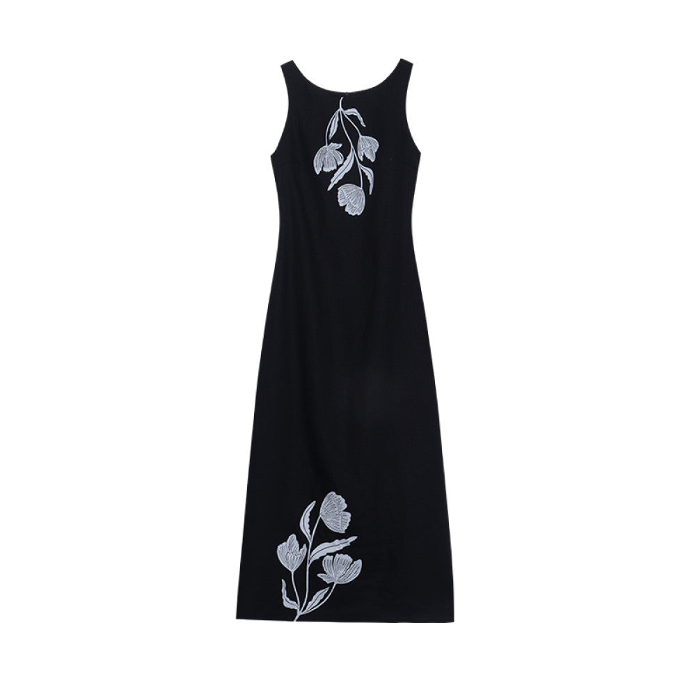 Xu Daqing Shunhua Retro Lazy Linen Printed Holiday Travel Tank Top High Waist Versatile Dress Top image 25