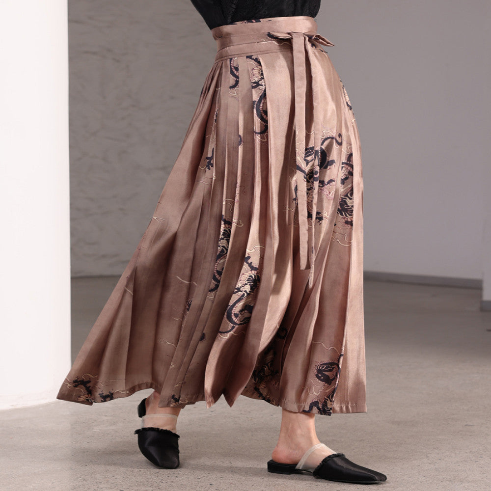 Inside and outside the boundary ancient style high waist new Chinese style printing retro elegant swing long horse face skirt J42Q525 image 1