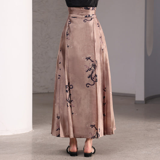 ASAYA3451 Ancient Print Style Pleated Skirt
