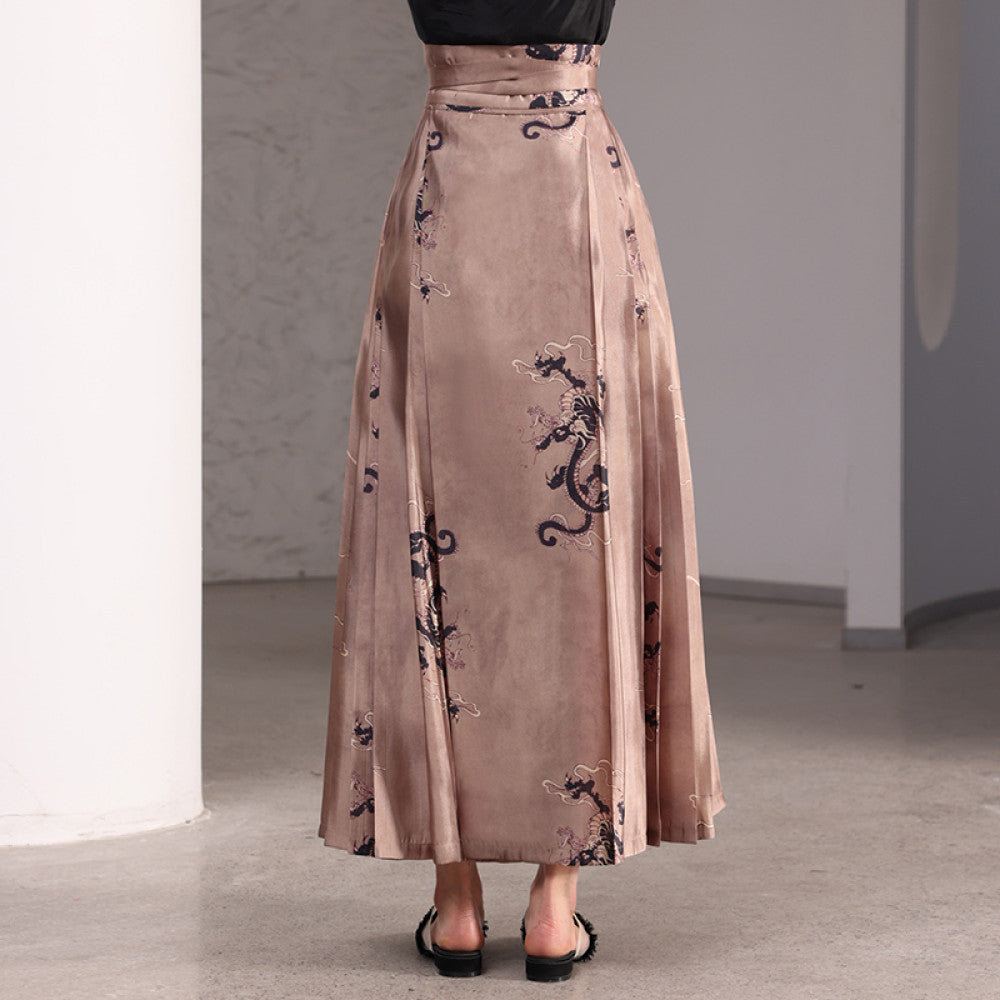 Inside and outside the boundary ancient style high waist new Chinese style printing retro elegant swing long horse face skirt J42Q525 image 11
