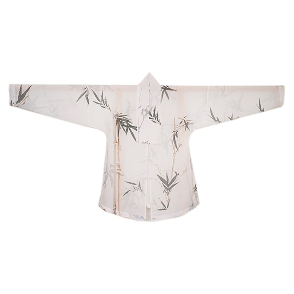 Blank Original Ink Bamboo Original Ming Dynasty Hanfu National Style Silk Acetate Non Wrinkled Narrow Sleeve Collar Short Shirt Ma Mian Skirt image 33