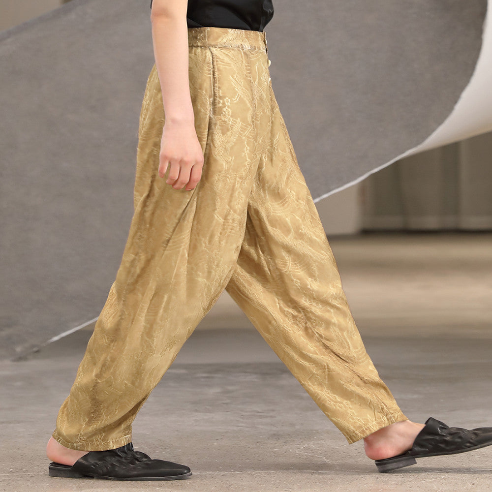 Unique design within and outside the industry retro and quiet style plant tie dye small leg tapered pants casual pants for women J32K217 image 1