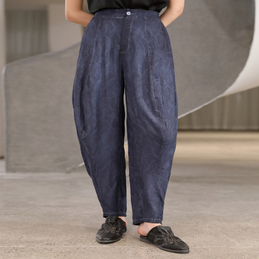 Unique design within and outside the industry retro and quiet style plant tie dye small leg tapered pants casual pants for women J32K217 image 2