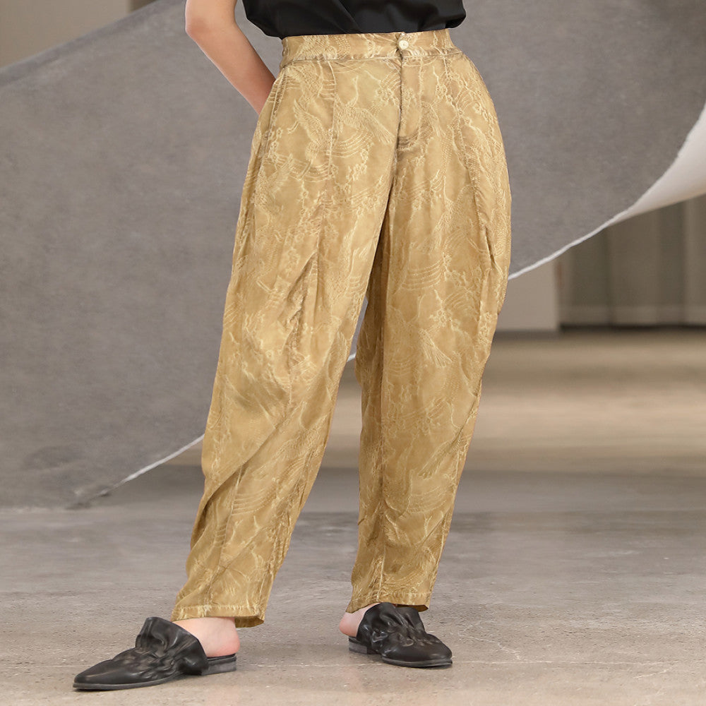 Unique design within and outside the industry retro and quiet style plant tie dye small leg tapered pants casual pants for women J32K217 image 0