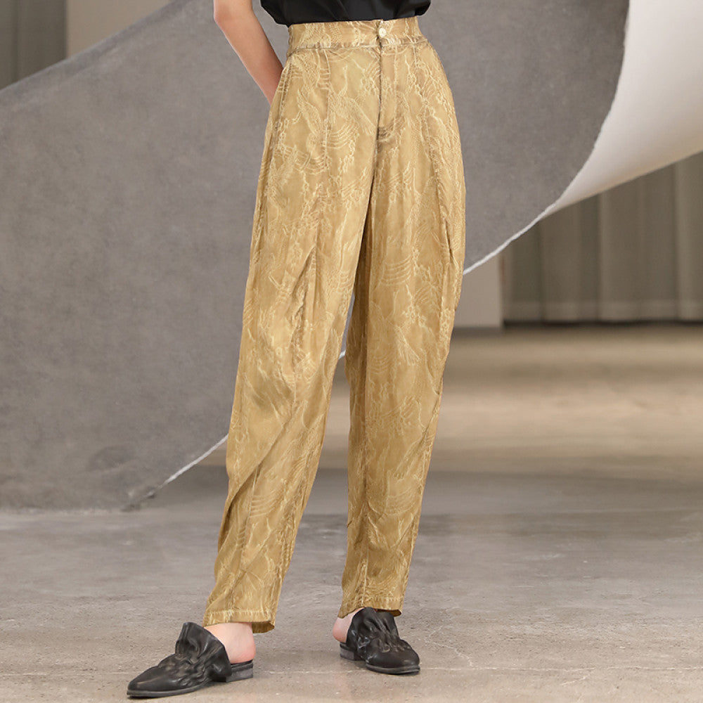 Unique design within and outside the industry retro and quiet style plant tie dye small leg tapered pants casual pants for women J32K217 image 12