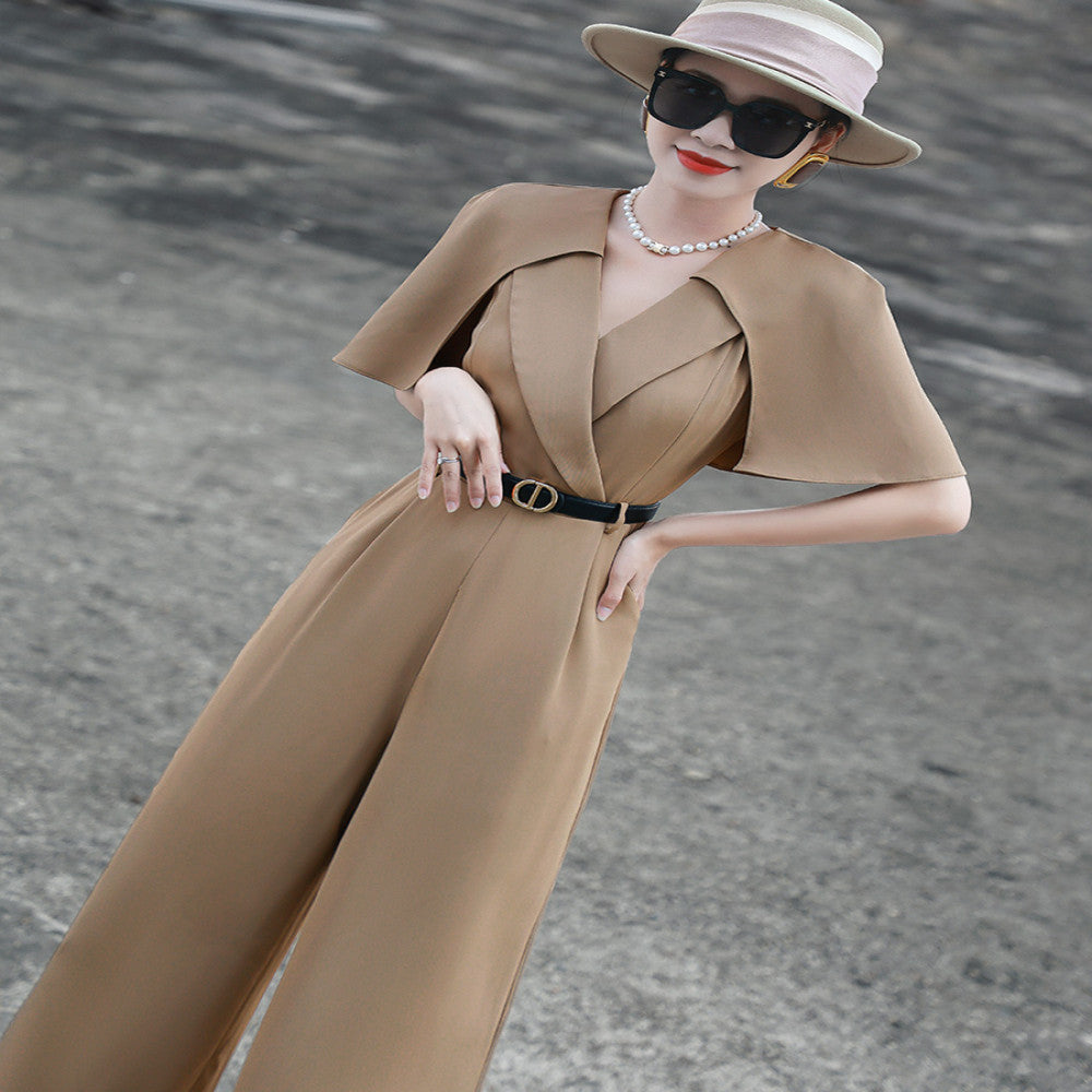 Lanser 2025 Summer New Style High End Commuter Wide Leg Pants with Cloak Splicing High Waist and Slimming jumpsuit image 11